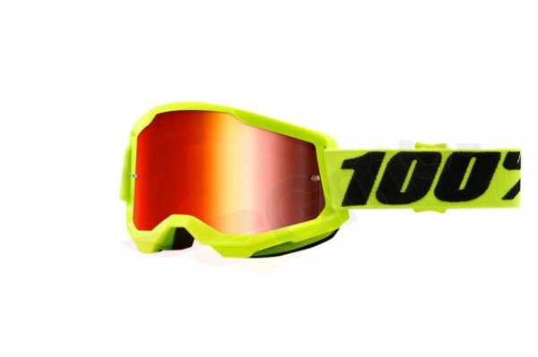 Brýle na motorku 100% Procento model Strata 2 fluo zelené, zrcadlo červené sklo