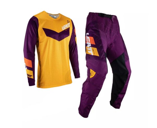 Leatt motorkářský cross enduro outfit mikina + kalhoty 3.5 indigo fialová oranžová