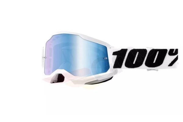 Motocyklové brýle 100% Procento model Strata 2 Everest barva bílé sklo stříbrné zrcadlo
