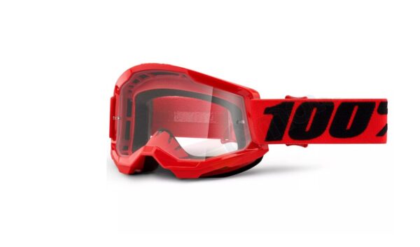 Motocyklové brýle 100% Procento model Strata 2 Red barva červené - čiré sklo