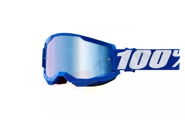 Motocyklové brýle 100% procento model Strata 2 Blue barva modré zrcadlo modré sklo